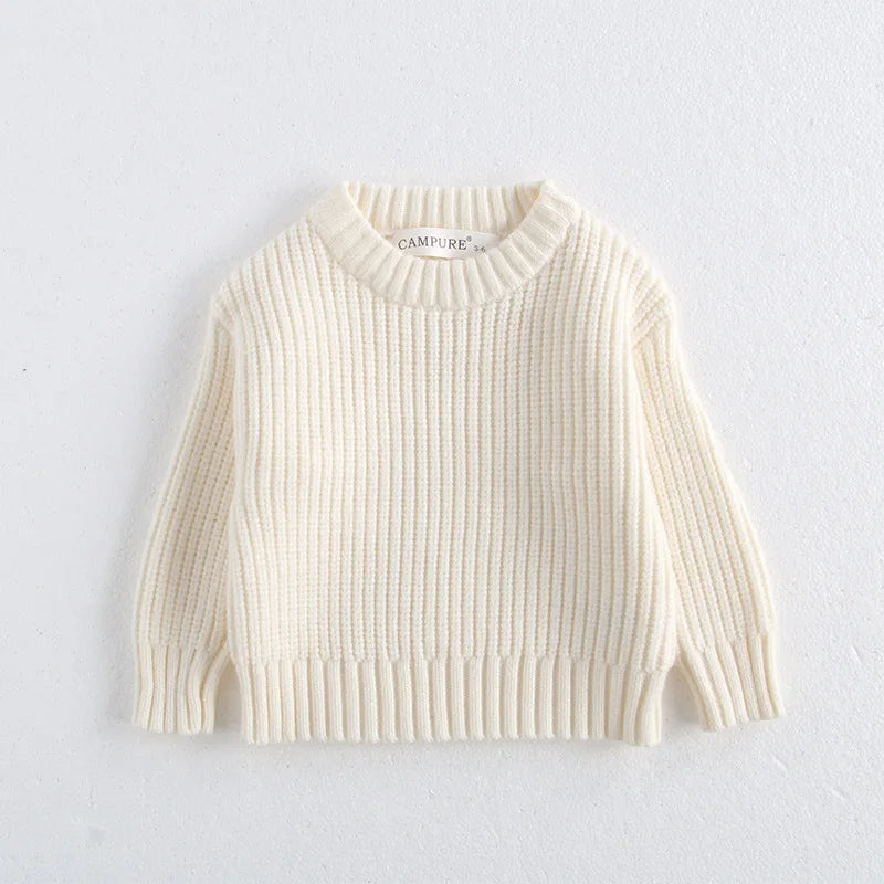 Kids' Loose Knitted Sweater for Fall and Winter. Cozy round-neck pullover for boys and girls, perfect for toddlers. Great outerwear for little ones!