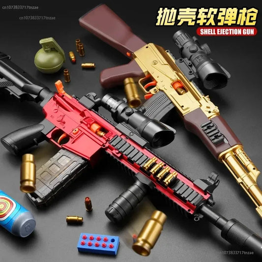 Shell Ejection Soft Bullet Gun AKM Fireable Rifle Boy 98K Sniper Rifle Simulation Gun Firearm Model Children's Toy