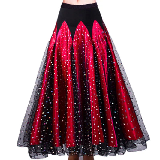 720 Degree Ladies Modern Swing Skirt for Ballroom Dance – Long Sequin Dress for Women. Perfect for Waltz and dance practice, featuring a stylish half skirt design.