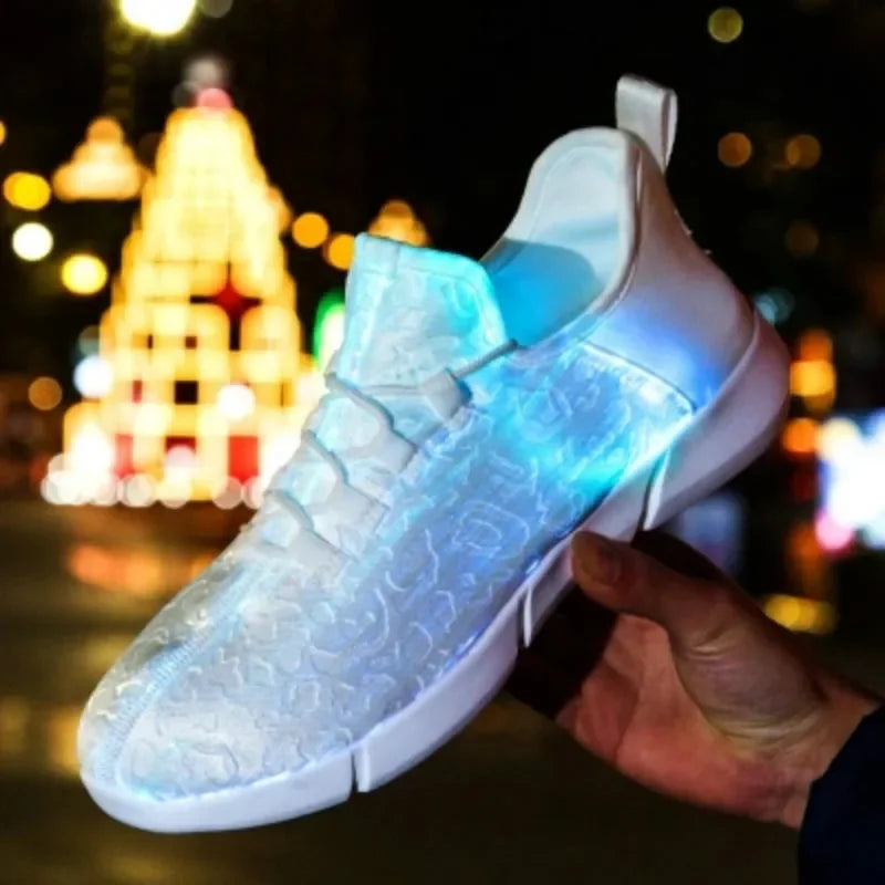 The Spring Boy Luminous Glowing Sneakers are a pair of LED light shoes that are suitable for both men and women, and can be recharged via USB.