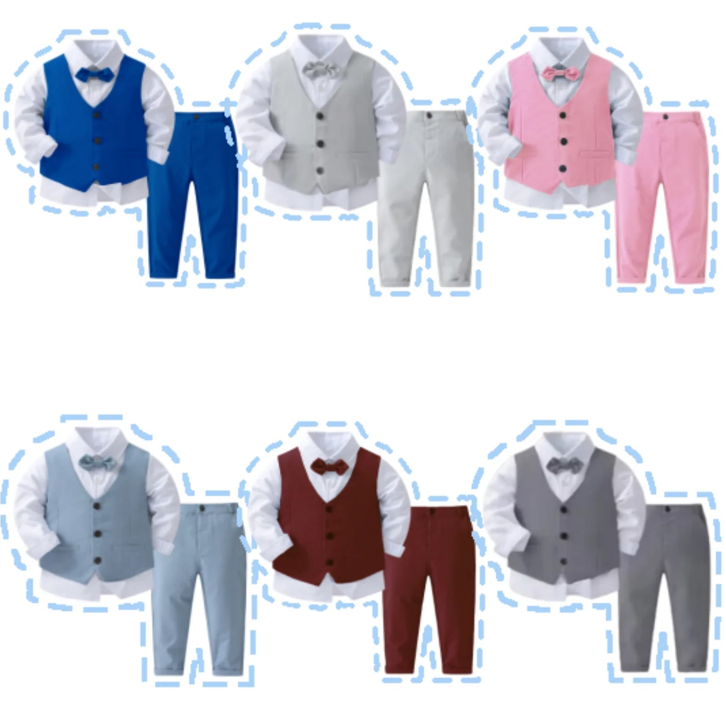 Boys' Birthday Suit Set - Stylish Outfit for Spring and Autumn. Includes a solid vest and cotton formal wear for a fancy look. Perfect for special occasions!