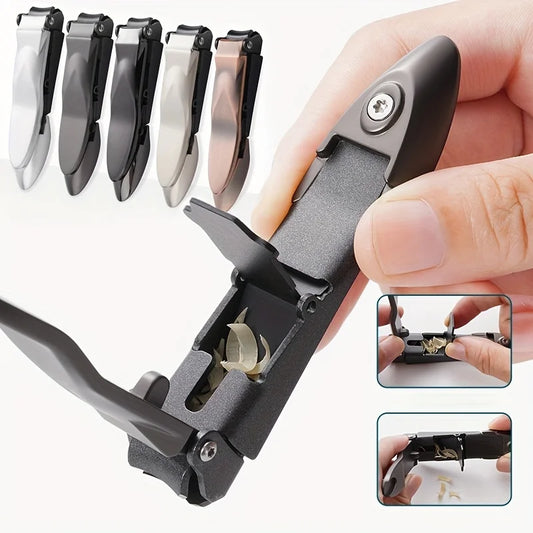 1-Piece Nail Clippers for Men with Catcher - Sharp, Heavy-Duty Nail Cutters that Collect Trimmings for Easy Cleanup. Ergonomic Design for Comfortable Use.