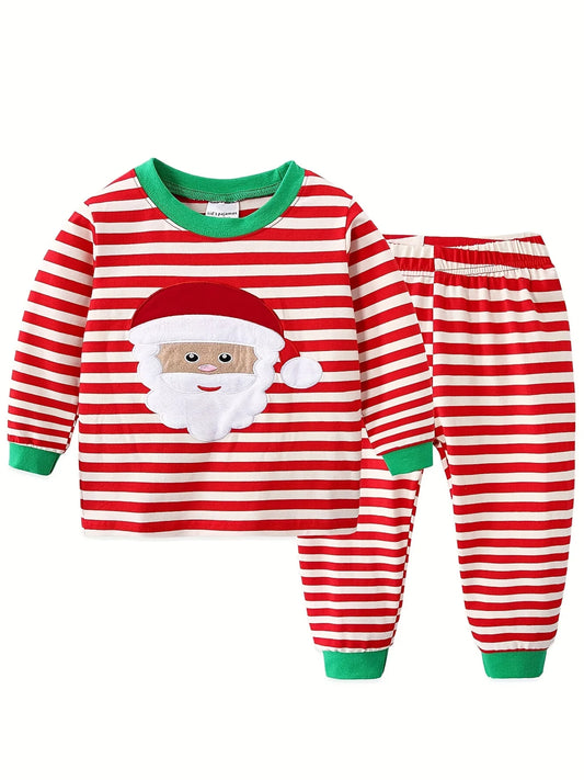 Baby Boys Christmas Santa Print Long Sleeve Pajama Set - 2 Pieces for Toddler Boys