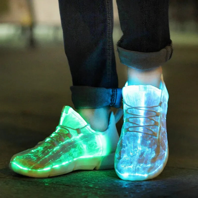 The Spring Boy Luminous Glowing Sneakers are a pair of LED light shoes that are suitable for both men and women, and can be recharged via USB.