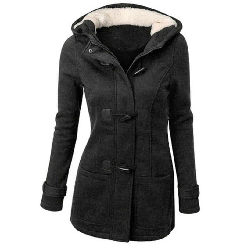 The item includes women's winter hooded cardigans, hooded horn button jackets, fleece coats, and outerwear