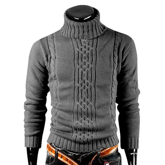 Men's Long Sleeve Turtleneck Sweater for Autumn and Winter – Retro Knitted Pullover.