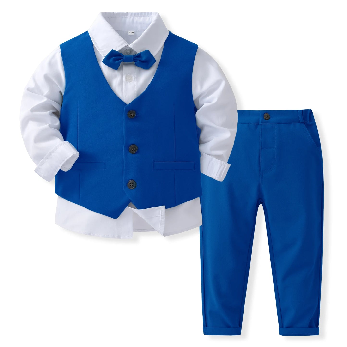 Boys' Birthday Suit Set - Stylish Outfit for Spring and Autumn. Includes a solid vest and cotton formal wear for a fancy look. Perfect for special occasions!