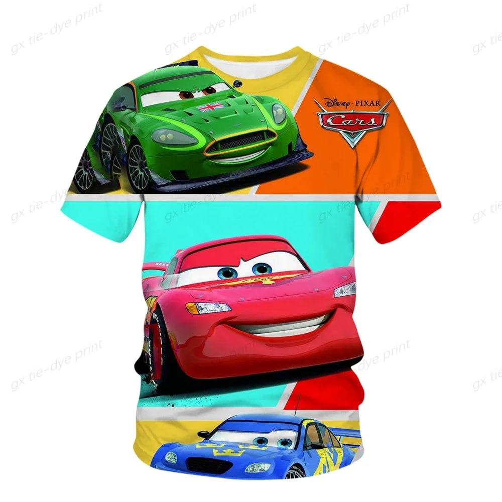 New Summer Kids T-Shirt featuring Lightning McQueen! This cute anime cartoon shirt is perfect for boys and girls. It's a casual hip hop style top for fun summer days.