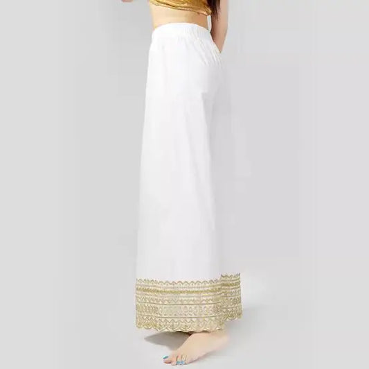 Pure Cotton Mid Rise Straight Leg Wide Leg Pants for Women – Ethnic Style from Nepal.