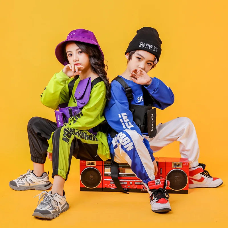 Kids' Dance Wear: Hip Hop Costumes for Girls and Boys, Jazz T-Shirts, Pants, and Modern Dance Outfits for Shows and Ballroom Dancing.