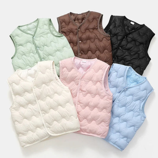 Kids Warm Vest for Winter – Thick Cotton Waistcoat for Boys and Girls, Suitable for Ages 1-6 Years, Available in Solid Colors.