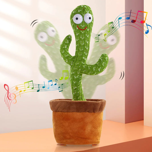 Rechargeable Dancing Cactus Toy - This fun plush toy glows, sings, and can record your voice! It's a great educational gift for babies and perfect for playtime.