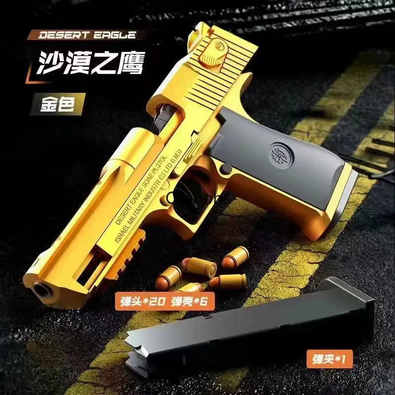 Airsoft Pistol Continuous Firing Soft Bullet Toy for Children Shooting Mechanical Automatic Desert Eagle Toy Gun Shell Ejection