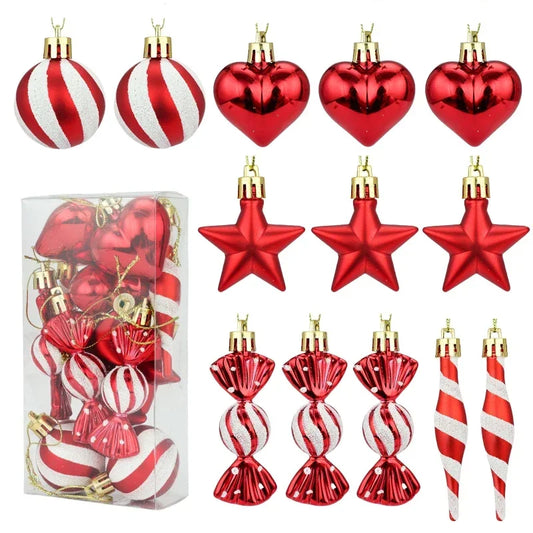 13-piece box of Christmas ball ornaments in rose gold. Perfect for hanging on your Christmas tree. Great for Navidad (Christmas) and New Year 2024 home decorations or gifts!