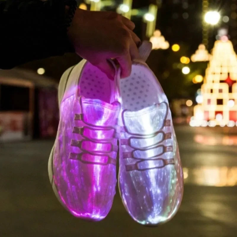 The Spring Boy Luminous Glowing Sneakers are a pair of LED light shoes that are suitable for both men and women, and can be recharged via USB.