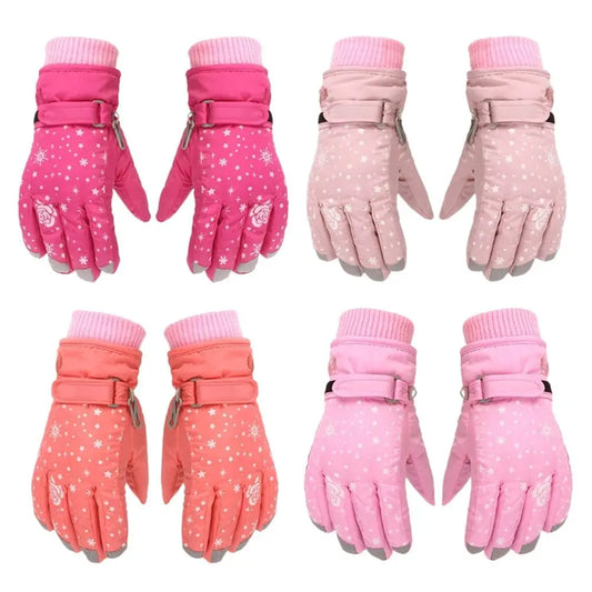 1 Pair of Kids' Girls' Winter Warm Gloves - Windproof and Waterproof Mittens for Outdoor Activities like Skiing and Cycling.