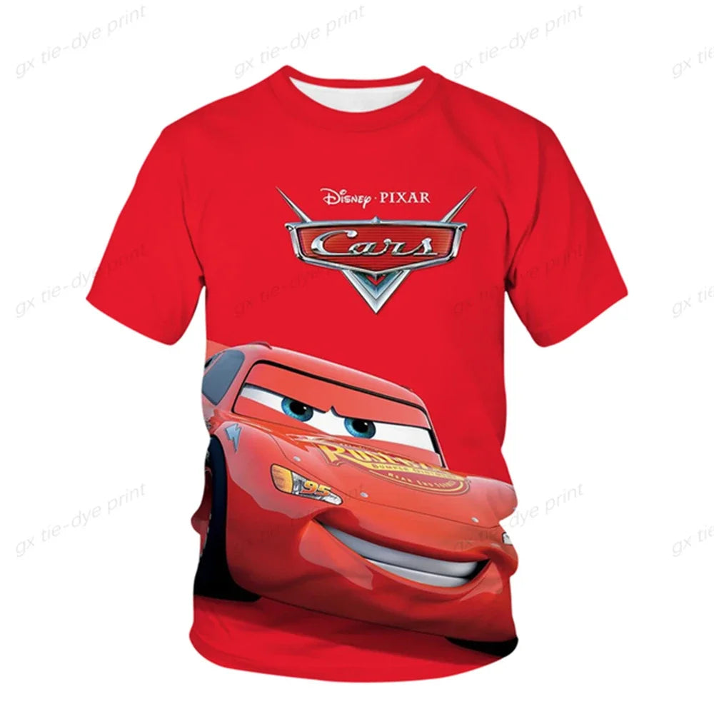 New Summer Kids T-Shirt featuring Lightning McQueen! This cute anime cartoon shirt is perfect for boys and girls. It's a casual hip hop style top for fun summer days.