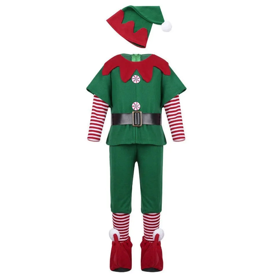 2024 Christmas Clothing Set for Kids and Adults: Matching Outfits for the Whole Family! This set includes Santa Claus costumes with hats, socks, pants, and elf clothes. Perfect for holiday celebrations!