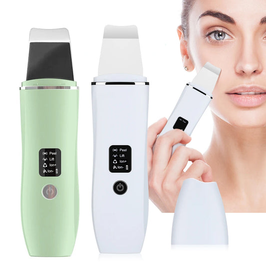 Ultrasonic Skin Scrubber Blackhead Remover Ultrasonic Facial Peeling Scrubber Acne Pore Removal Shovel Deep Cleaning EMS Lifting