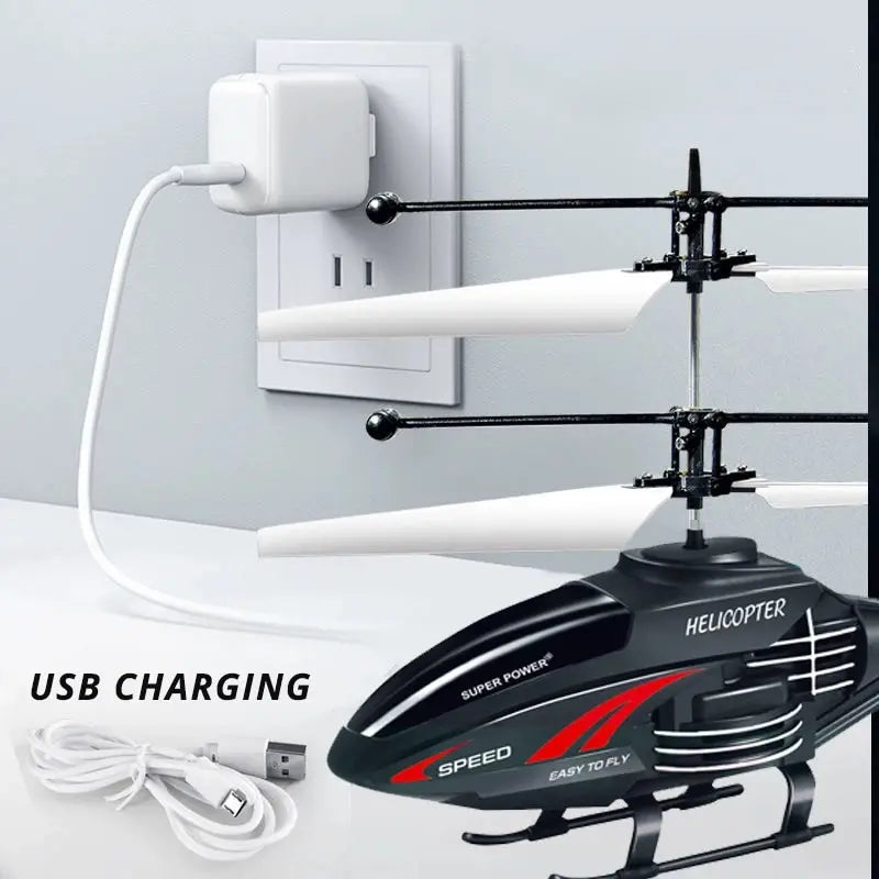 2 channel gesture control suspension helicopter RC remote induction aircraft with charging LED light for boys.