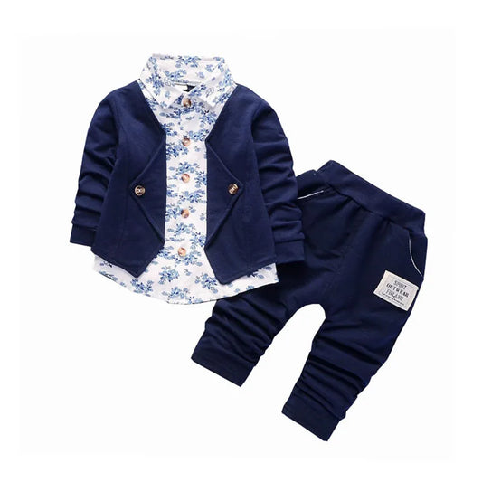 New Spring and Autumn Baby Clothes: Boys' Suit Set. Fashionable jacket and pants for kids, perfect for casual wear. 2 pieces in one set, ideal for toddlers!