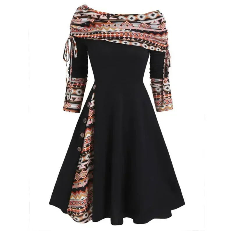 Vestidos offers a 2025 women's casual long dress in a punk style, elegant for autumn and winter, featuring a high waist and Gothic maxi work design.